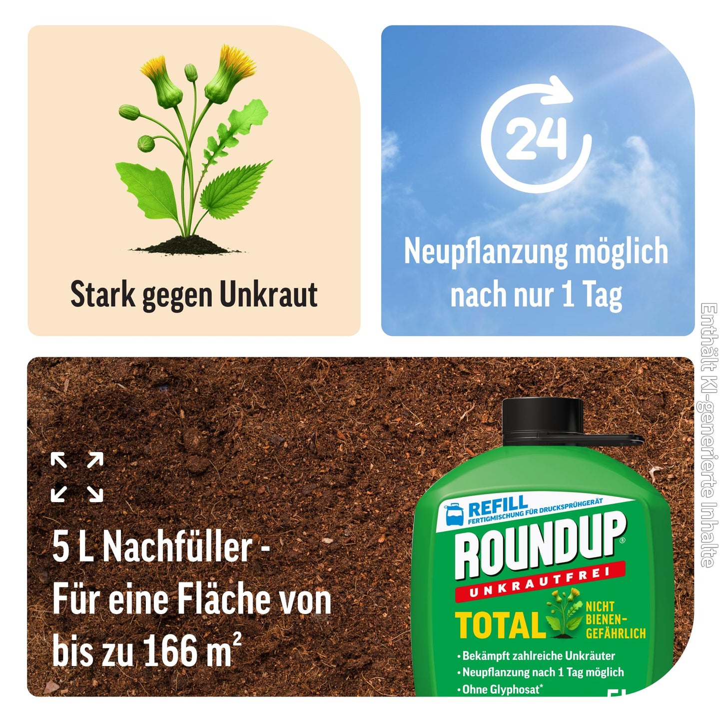 Roundup Weed Free Total Ready Mix 5L ready to use herbicide - 32750