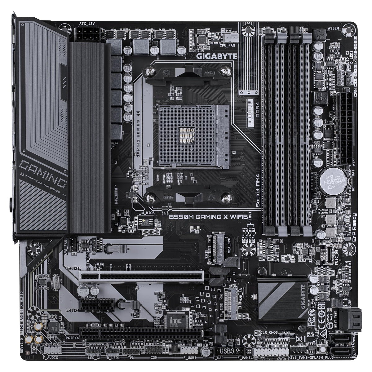 GIGABYTE B550M Gaming X WIFI6 Placă de bază – Procesoare AMD Ryzen 5000, VRM cu 5+3 faze, până la 3200 MHz DDR4, 1x PCIe 4.0 + 1x PCIe 3.0 M.2, Wi-Fi 6, 1 GbE LAN, USB 3.2 Gen 1
