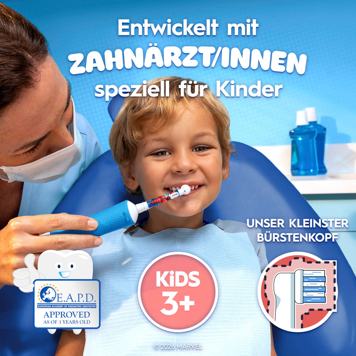 Oral-B Pro Kids 3+ Spiderman Electric Toothbrush for Kids, Blue/Red - 8006540773390