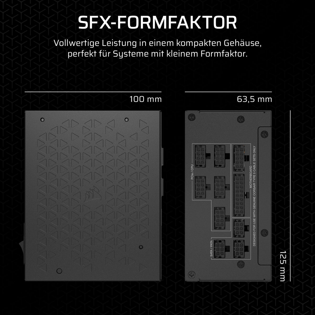CORSAIR SF850 (2024) Fully Modular Quiet 80 PLUS Platinum ATX Power Supply – ATX 3.1 Compatible – PCIe 5.1 Ready – SFX-to-ATX Bracket Included – Black - CP-9020256-EU