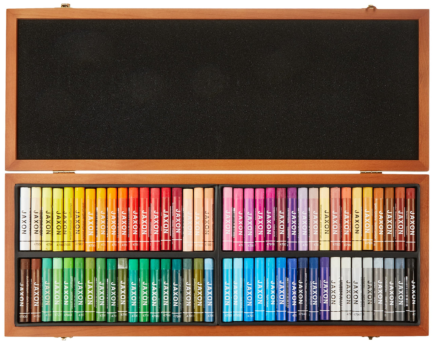 Honsell 47473 - Jaxon oil pastels, set of 72 in a wooden case, brilliant, lightfast colors, ideal for artists, hobby painters, children, school, art lessons, free from harmful substances