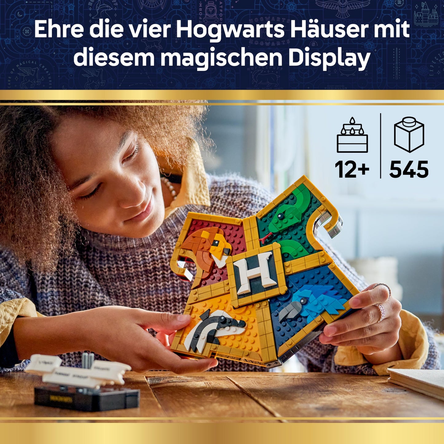 LEGO Harry Potter Hogwarts House Crest - Wall decoration 3D model with animals - DIY decoration for the children's room - Birthday gift for girls, boys and teenagers aged 12 and over - 76462