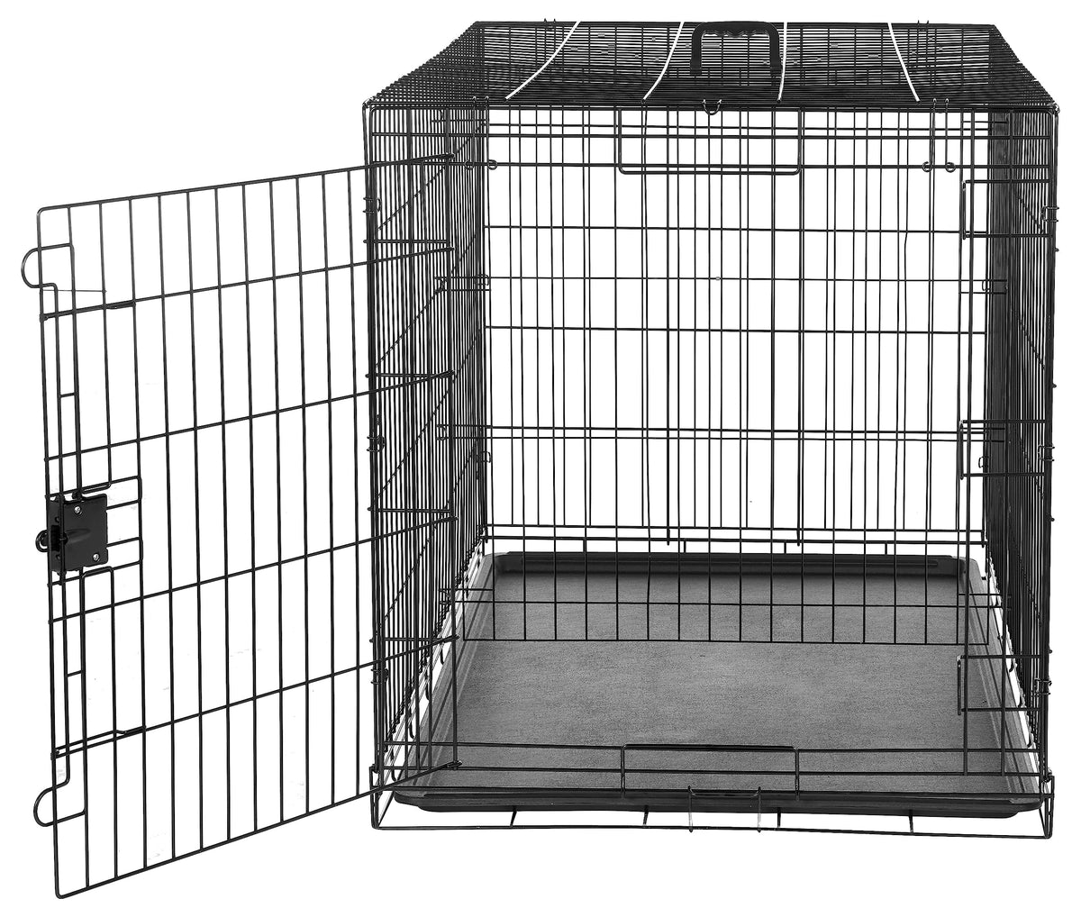 Amazon Basics Collapsible Dog Crate made of Wire with Floor Tray, Single Door, Black, L 122 x W 76 x H 83 cm - 9001N-48A
