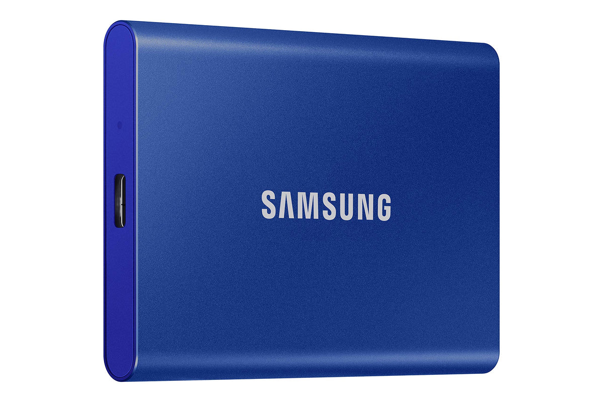 Samsung Portable SSD T7, 500 GB, USB 3.2 Gen.2, 1,050 MB/s read speed, 1,000 MB/s write speed, external SSD for Mac, PC, smartphone, and gaming console, Indigo Blue, MU-PC500H/WW