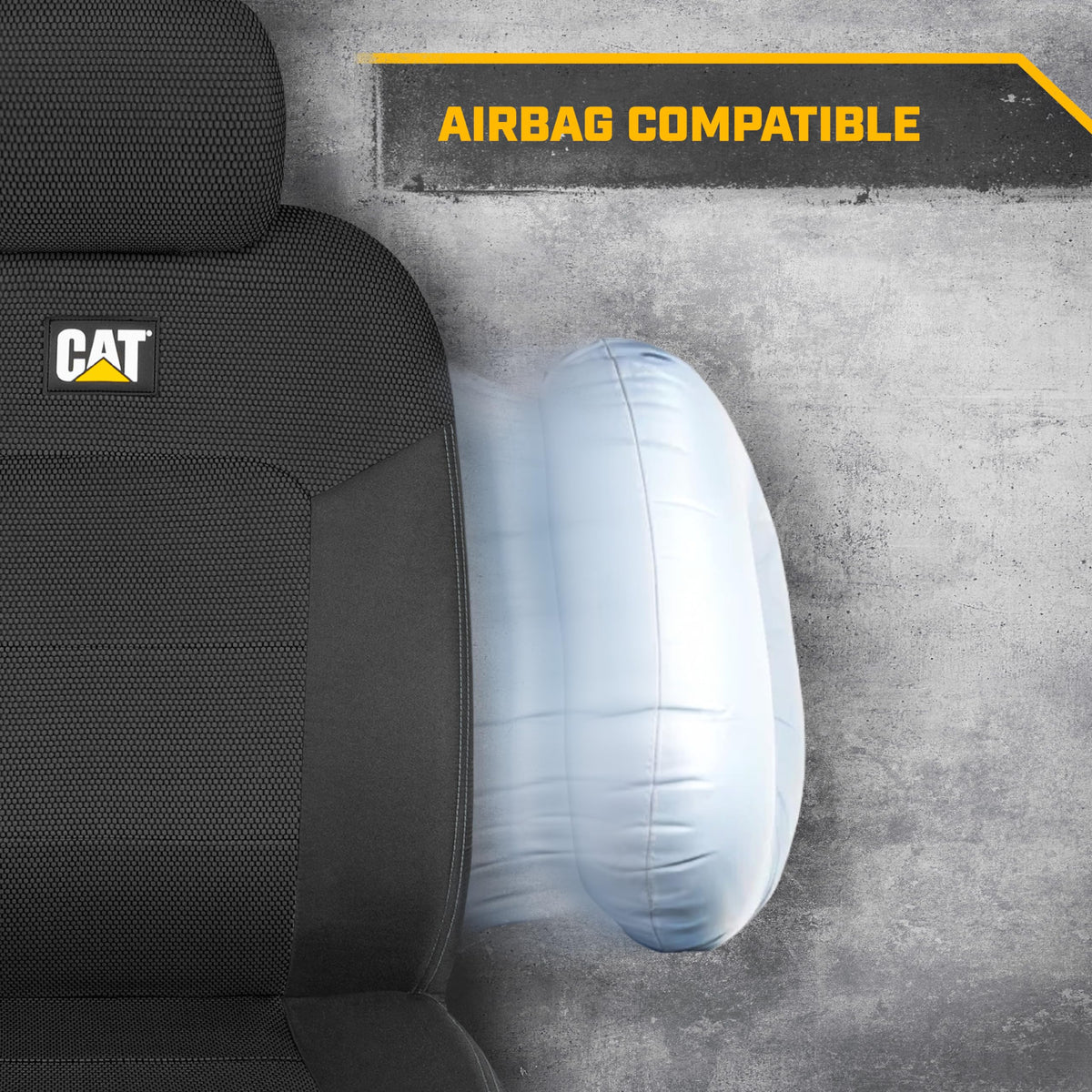 CAT Caterpillar MeshFlex Car Seat Covers for Cars, Trucks, and SUVs (2-piece set) - Black  
 Car seat covers for front seats, truck seat protectors with comfortable mesh back, car interior covers - CASC-2284-BK