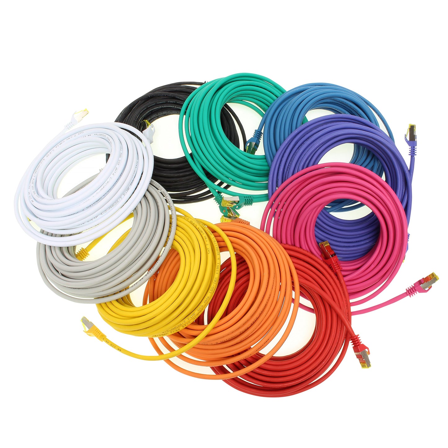 1aTTack.de Cat.7 network cable 3.0 m 10 colors 10 pieces Cat7 Ethernet cable network LAN cable raw cable 10 Gb s SFTP PIMF LSZH set patch cable with Rj 45 plug Cat.6a - 4251073617107