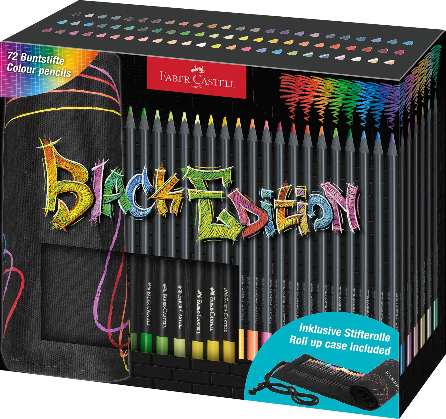 Faber-Castell - Colored pencil set Black Edition 72 pieces in a pencil roll - FC116418
