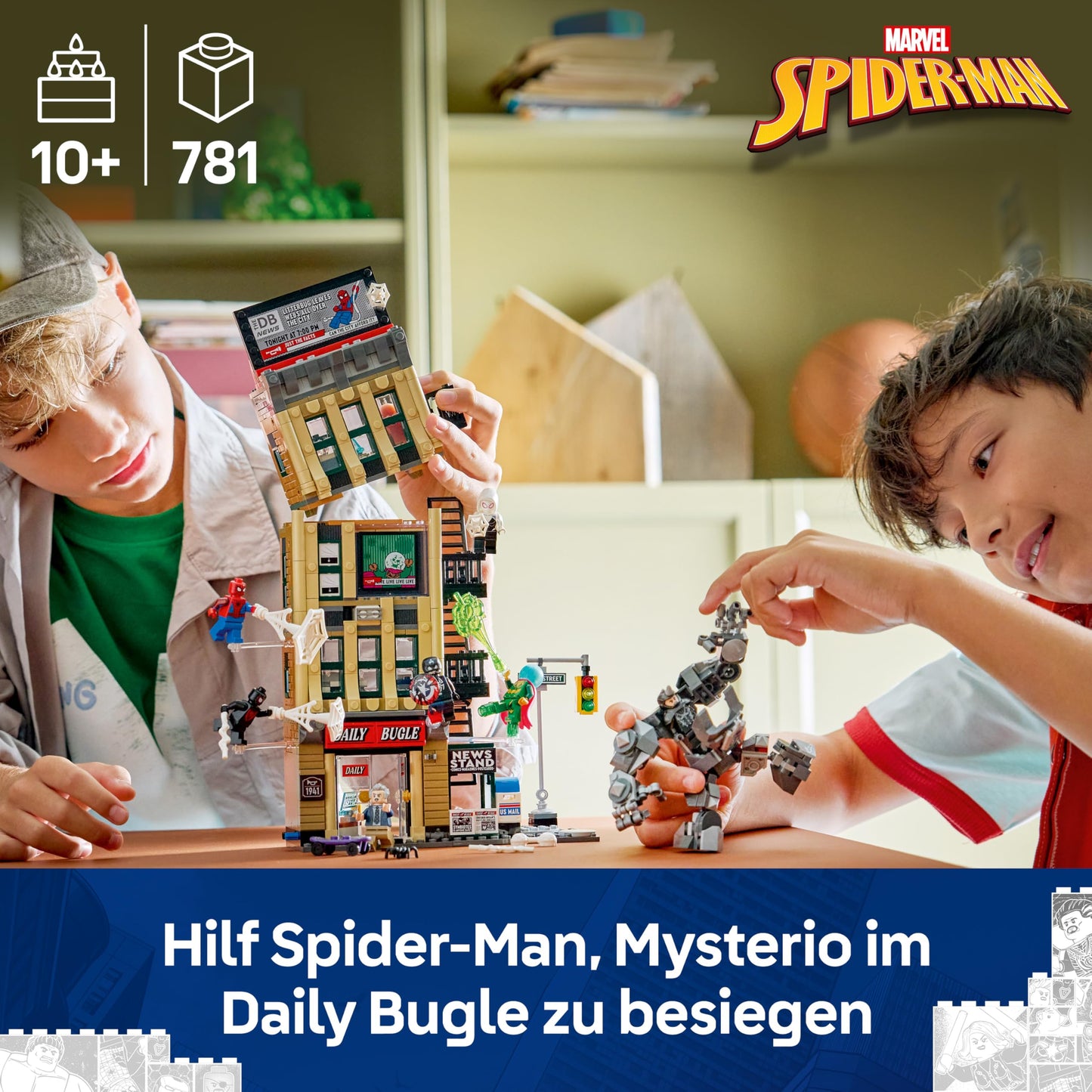 LEGO | Marvel Spider-Man vs. Mysterio: Daily Bugle - Superhero toy with mech action figure and 7 minifigures - children's gift for boys aged 10 and over, girls and fans - 76342