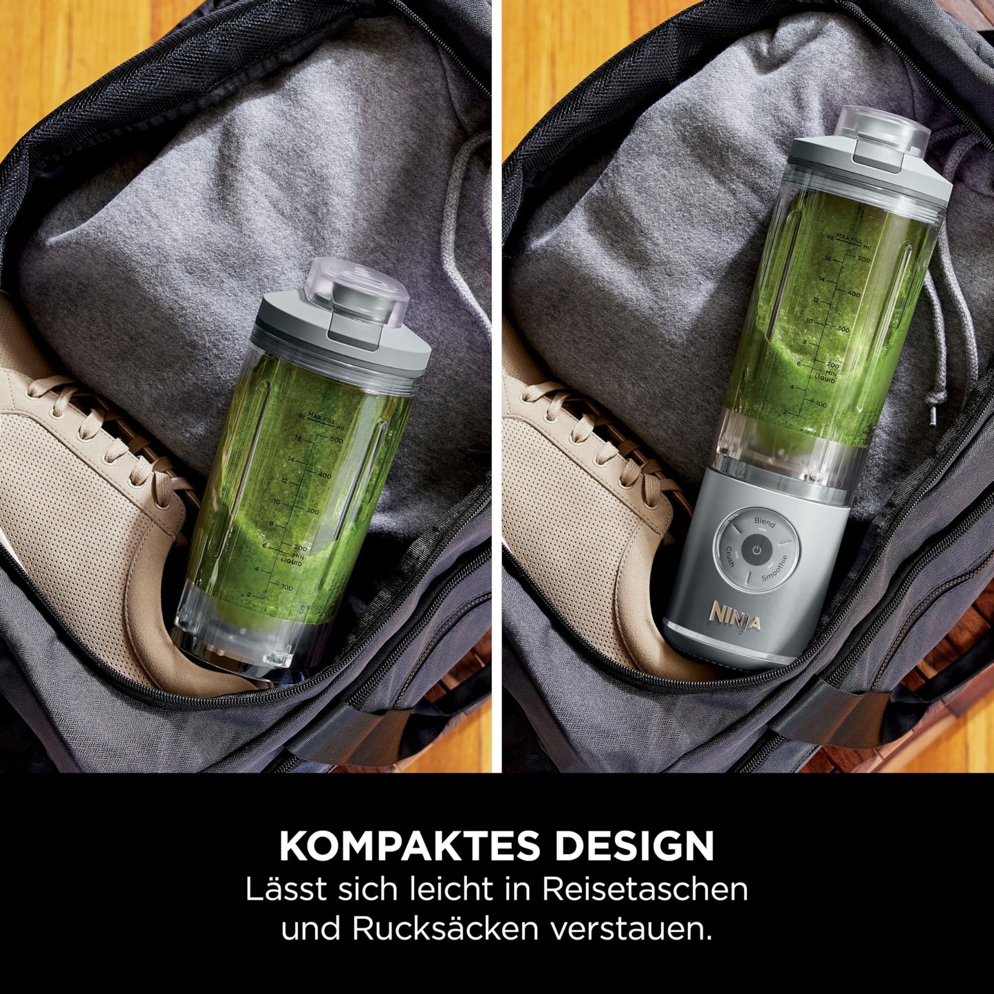 Ninja Blast Max Portable Blender/Smoothie Maker, 570ml, Rechargeable, Blending Cup & Leakproof Lid, 3 Functions, Smoothies, Protein Shakes, Silver BC251EUSL