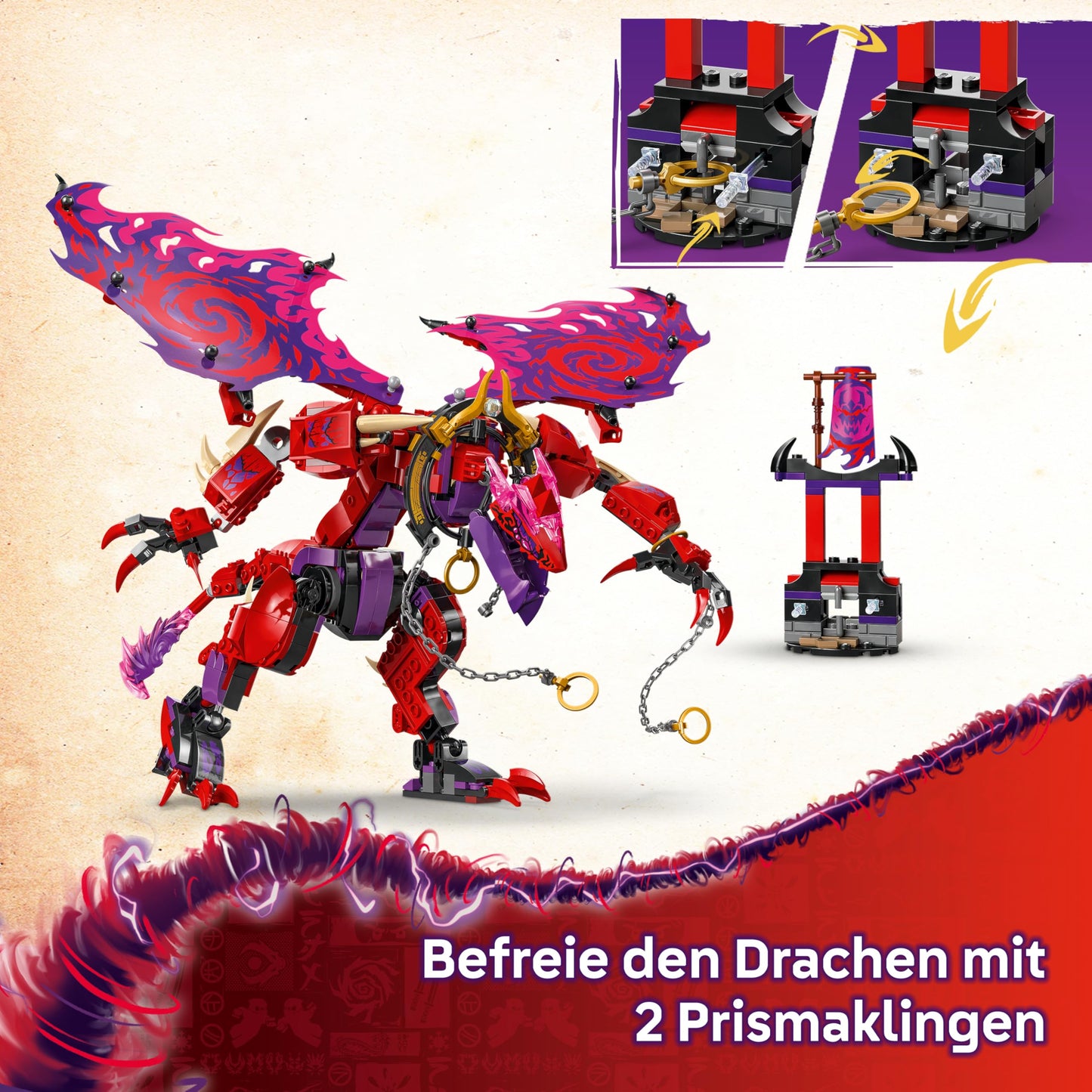 LEGO NINJAGO Chaos Dragon Thundertooth - toy with 6 ninja minifigures - role play building set for boys and girls aged 8 and up - gifts for fans of the TV series Rise of the Dragons 71832