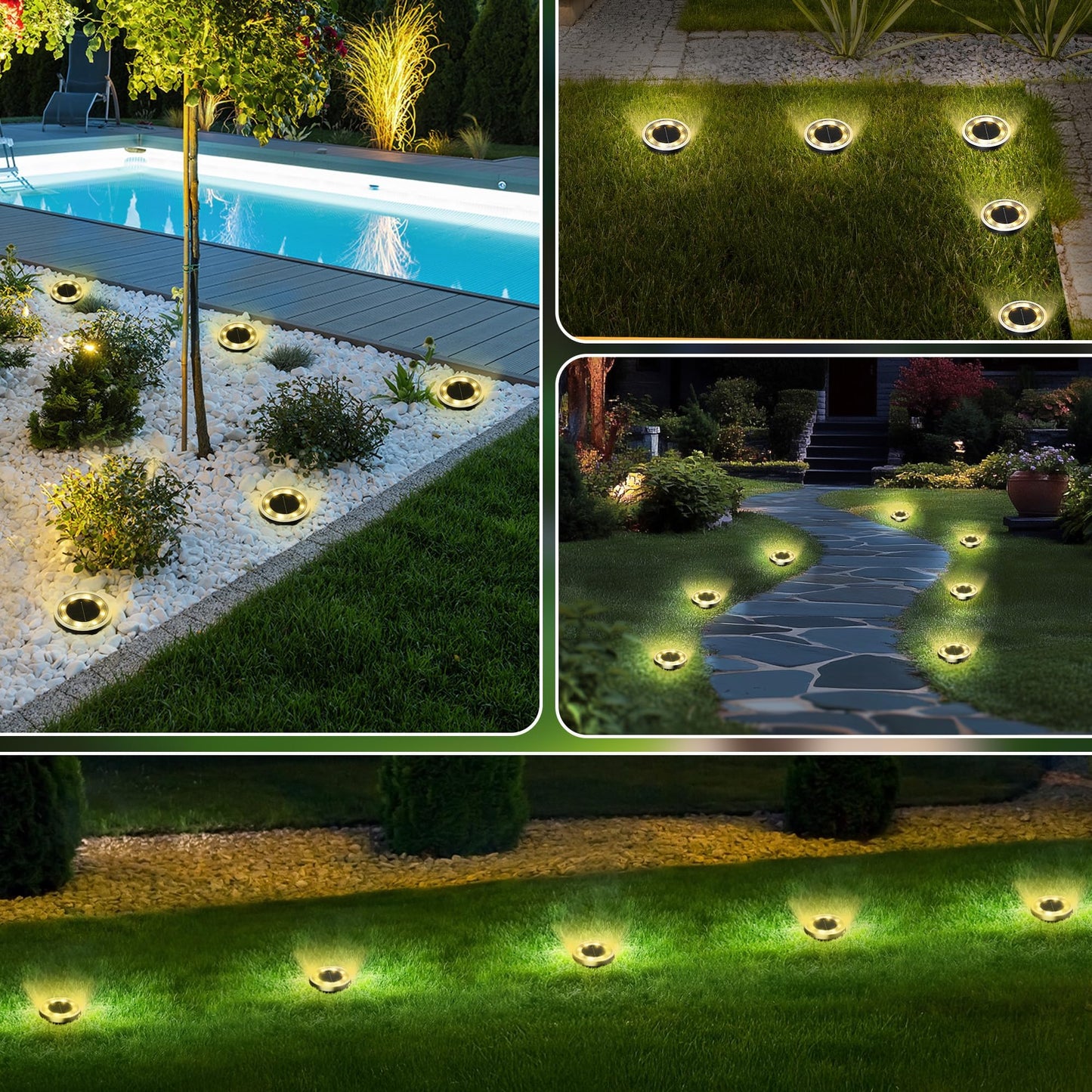 FLOWood solar floor lights outdoor, IP65 waterproof, warm white, 16 pieces - MNDMD