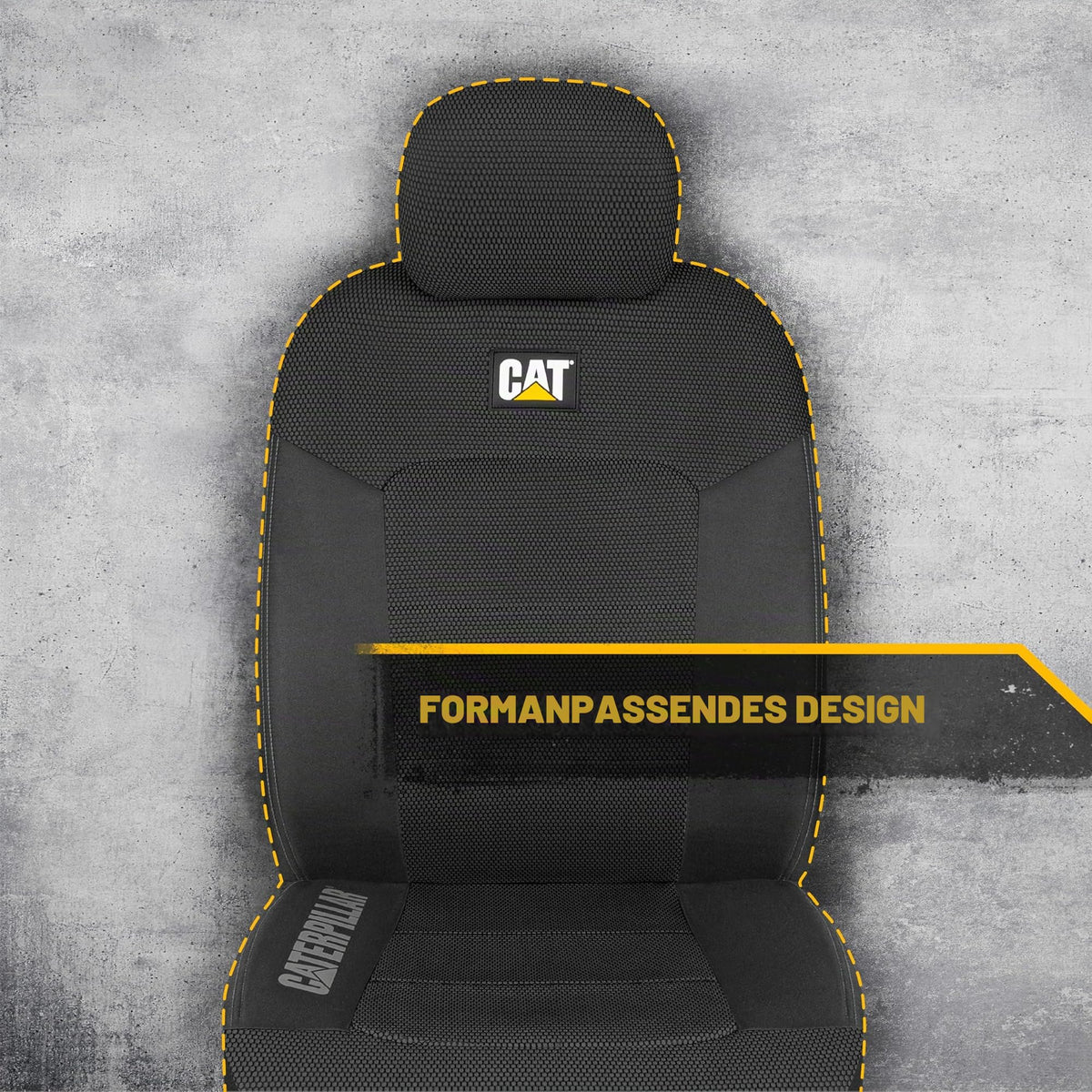 CAT Caterpillar MeshFlex Car Seat Covers for Cars, Trucks, and SUVs (2-piece set) - Black  
 Car seat covers for front seats, truck seat protectors with comfortable mesh back, car interior covers - CASC-2284-BK