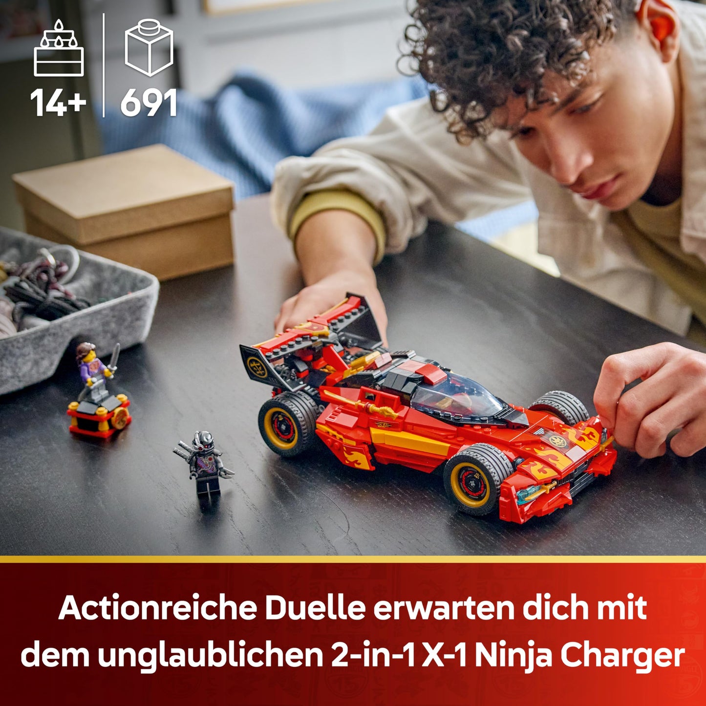 LEGO NINJAGO 15th anniversary: X-1 Ninja Supercar - racing car model construction with motorcycle and 3 minifigures including Kai - gift idea for boys aged 14 and over and adult fans - 71867