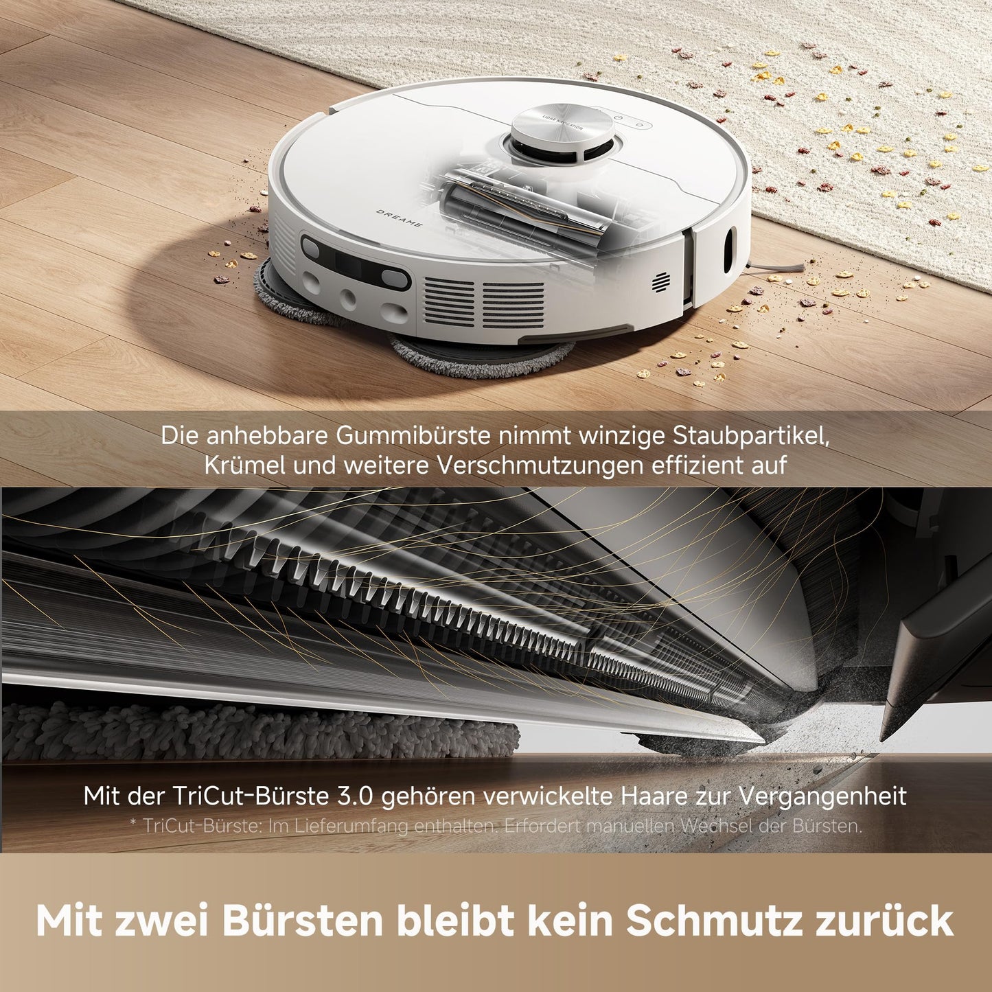 dreame L40 Ultra AE vacuum robot with wiping function, 19,000 Pa suction power, many brushes and a flexible mop, wet and dry dirt, the all-in-1 dock empties dust