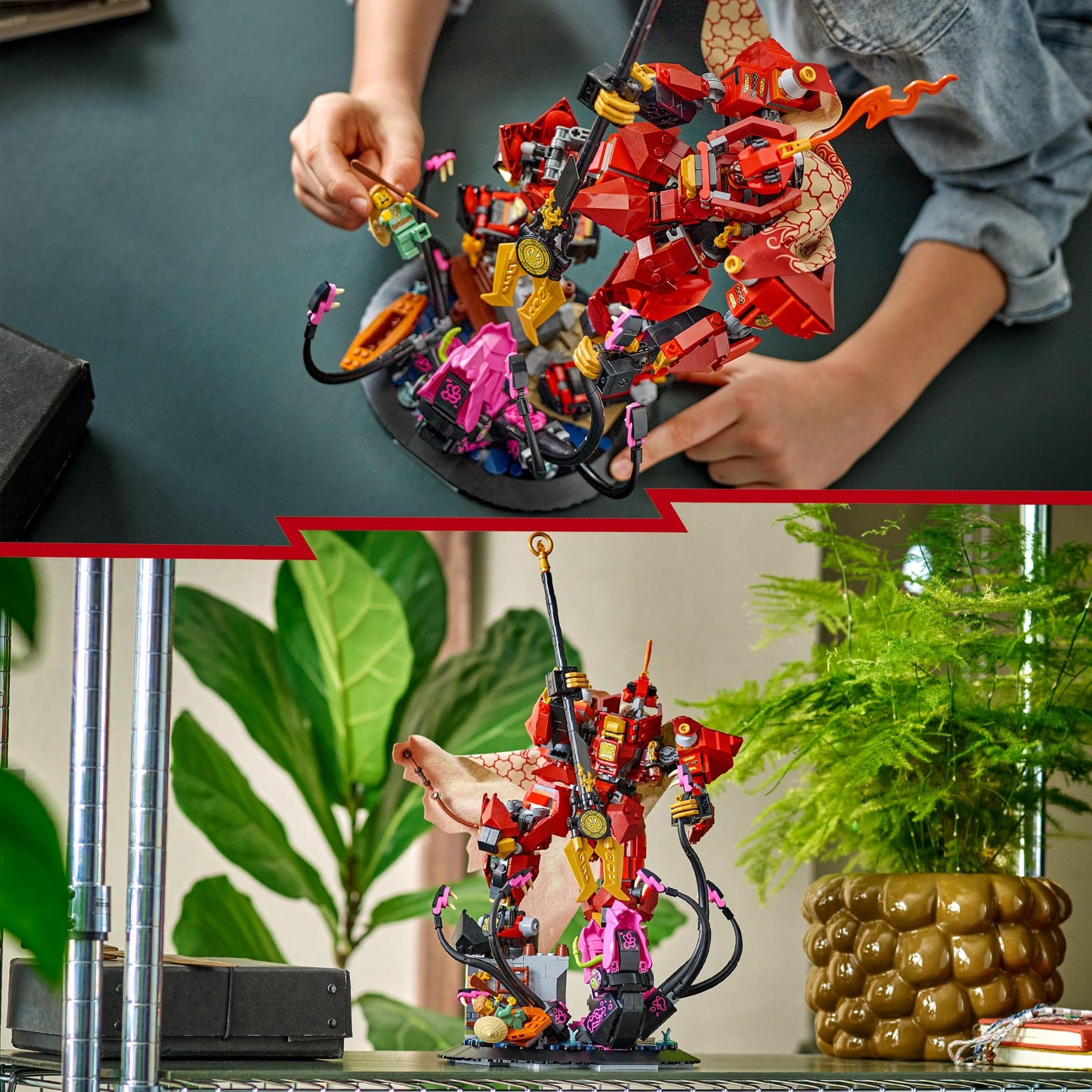 LEGO NINJAGO The Fire Knight Mech - Monstrosity set with movable figure, 2 minifigures and a sea monster on a stand - birthday gift for boys and teenagers aged 14 and over - 71846