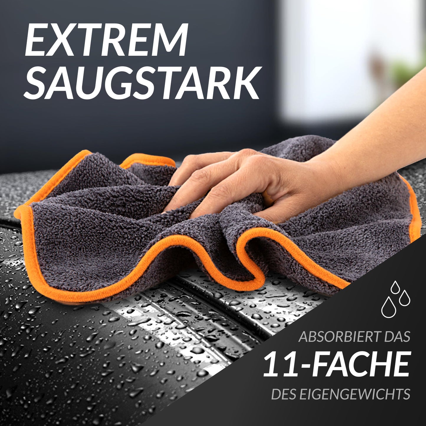 Glart 443TPO4 Microfiber Cloths Set of 12 - 600 GSM - 40x40 cm - Fluffy Car Polishing Cloths for Drying & Care - Ultra Soft, Lint-Free & Absorbent - For Car Care, Motorcycle, Boat & Household