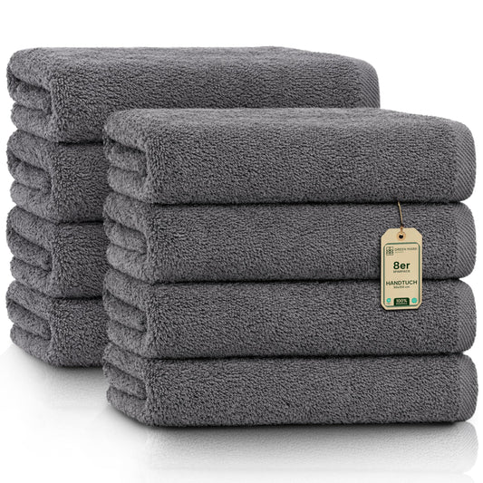 NatureMark Prosoape - Set de 8 - 100% bumbac, moi și absorbante, calitate premium pentru baie, spa și fitness, 50 × 100 cm, gri antracit - NM-HT0702
