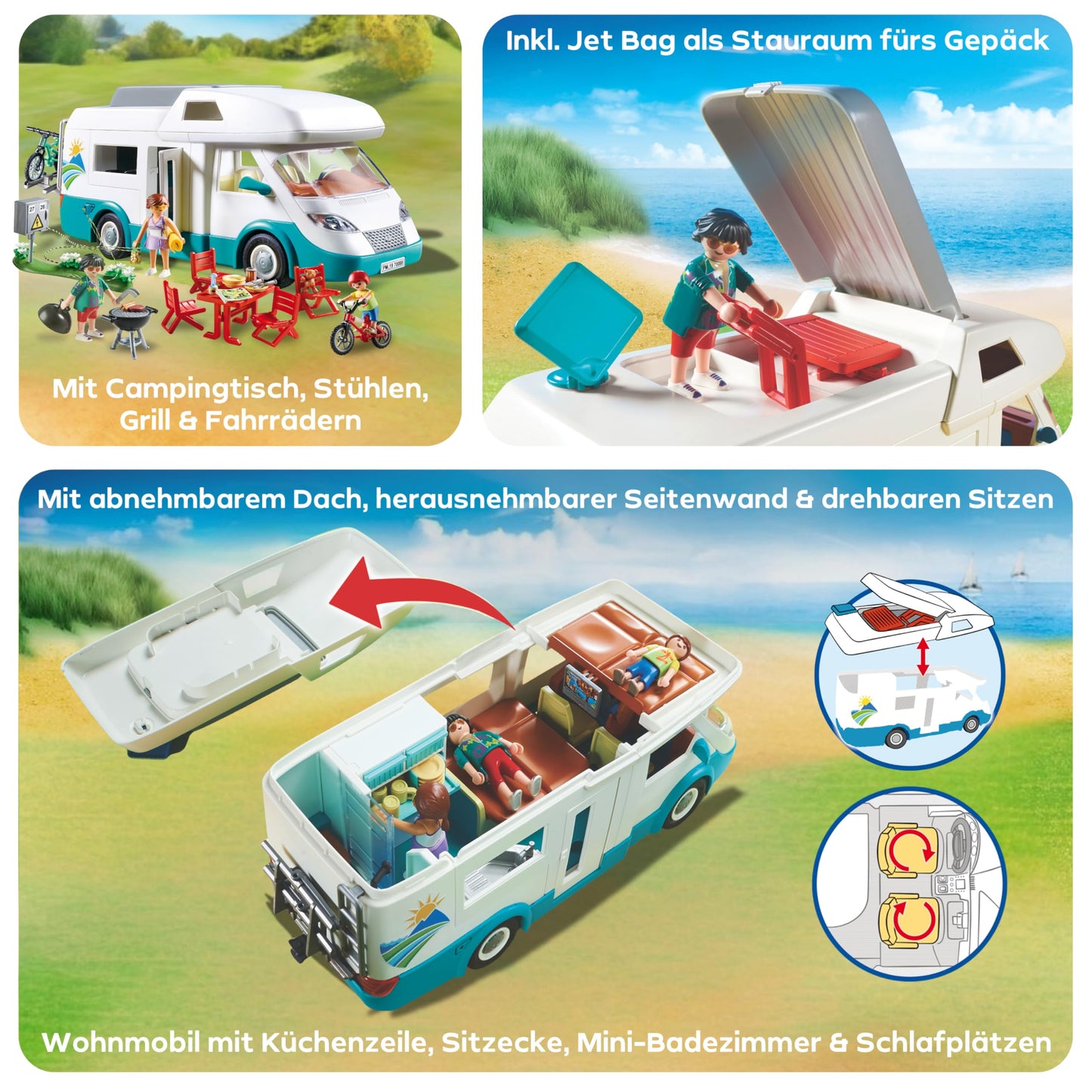 PLAYMOBIL | Family Fun | Family motorhome | with removable roof | Toys for children aged 4 and over | 70088