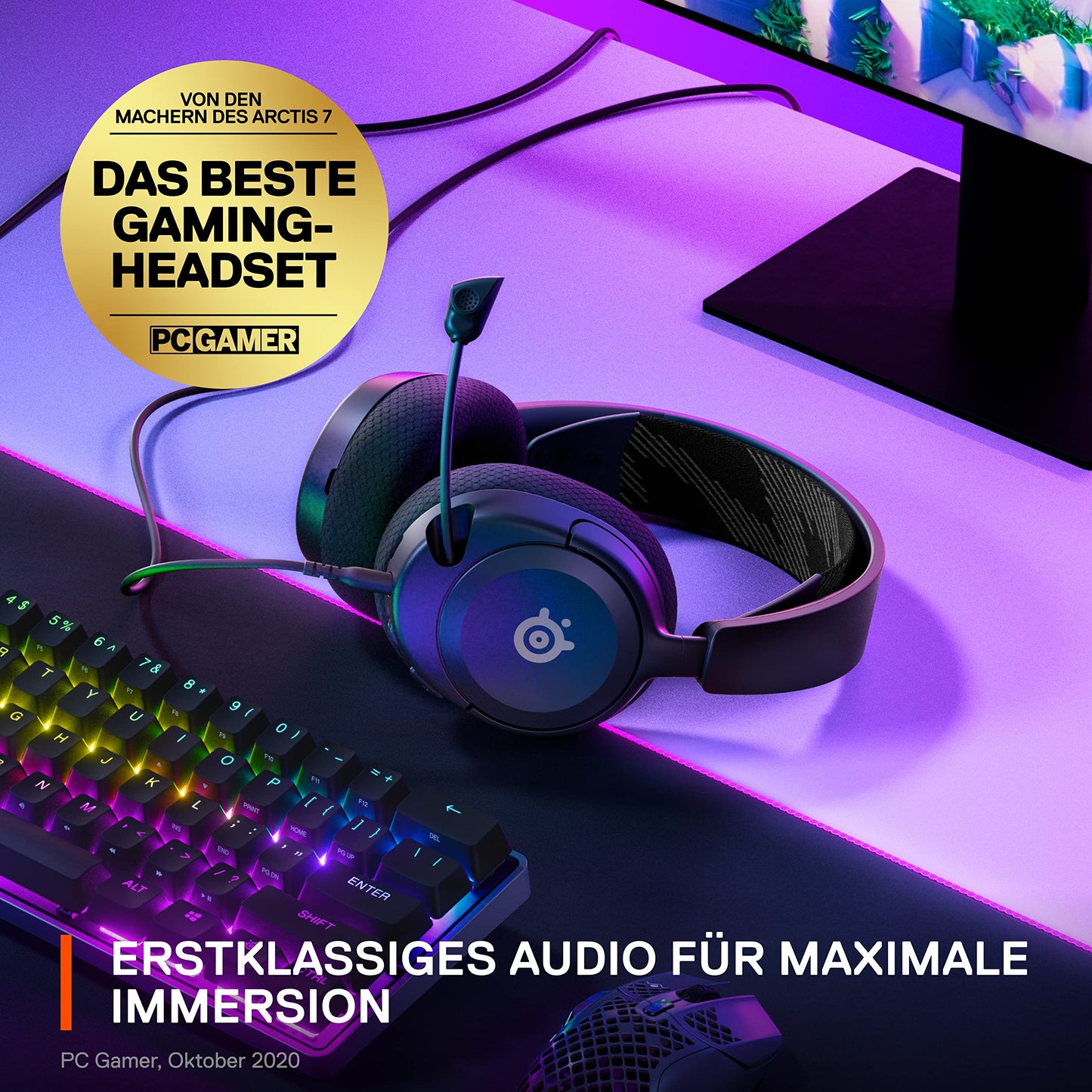 SteelSeries Arctis Nova 1 - Multi-System Gaming Headset - Hi-Fi Drivers - 360° Surround Sound - AirWeave Memory Foam Ear Pads - Noise Canceling Microphone - PC, PS5, Xbox - Black - 61606