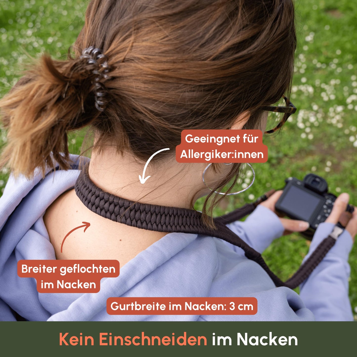 C-Rope camera strap THE TRAVELER hand-braided from paracord, shoulder strap with quick release, 125cm, brown - CRP-TRL-125-DCF
