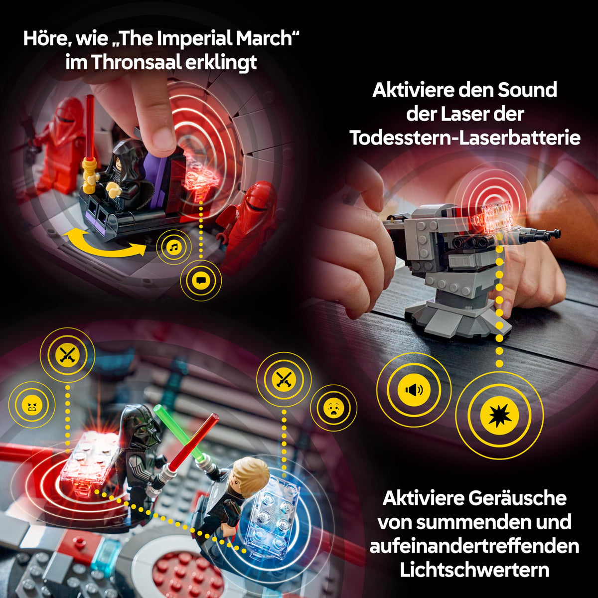 LEGO Star Wars SMART Play Bundle: Setul de duel din sala tronului & Setul A-Wing All-In-One 75427 & Setul compatibil Mos Eisley Cantina 75425 - Jucării interactive - Cadouri pentru băieți și fete de 9+ ani