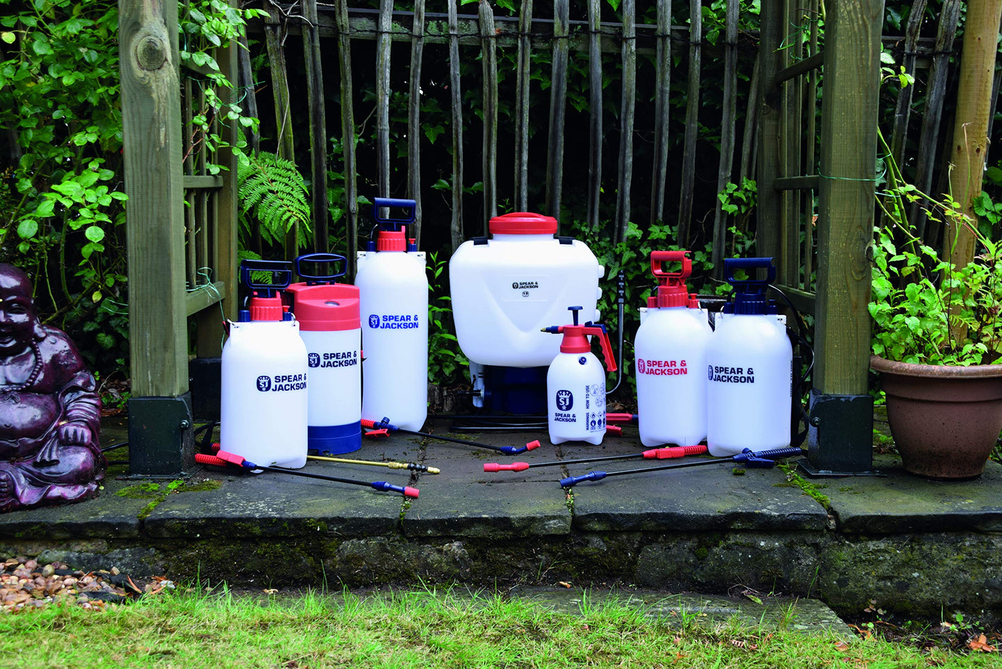 Spear & Jackson 15LPAPS 15 liter backpack sprayer, pressure sprayer with pump function, 15 L, adjustable nozzle, shoulder straps, including 3 additional nozzles