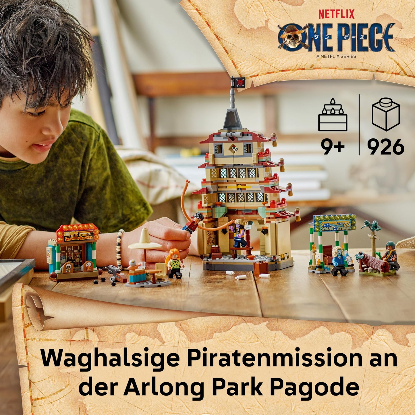 LEGO ONE PIECE - Showdown in Arlong Park - Interactive toy with 5 minifigures - Luffy & Nami and a collapsing pagoda - Anime gift for boys, girls and fans aged 9 and up - 75638