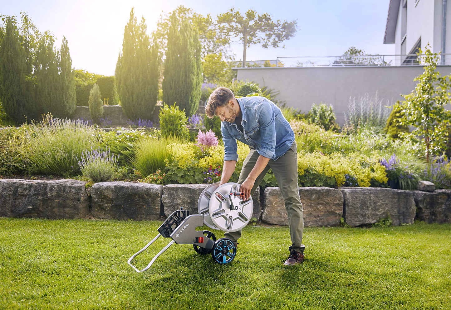Gardena CleverRoll L Easy Metal: Large hose trolley with a capacity of up to 100 m, particularly stable, hose guide in a robust metal frame (18550-20)