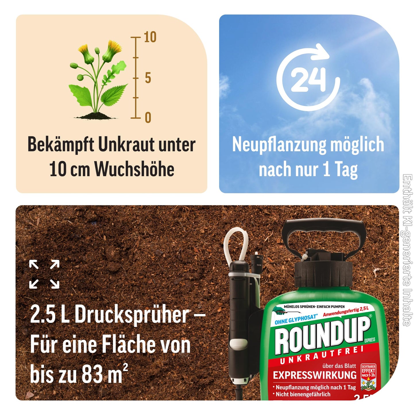 Roundup Weed Free Express 2.5L ready mix with pressure spray function - 32660