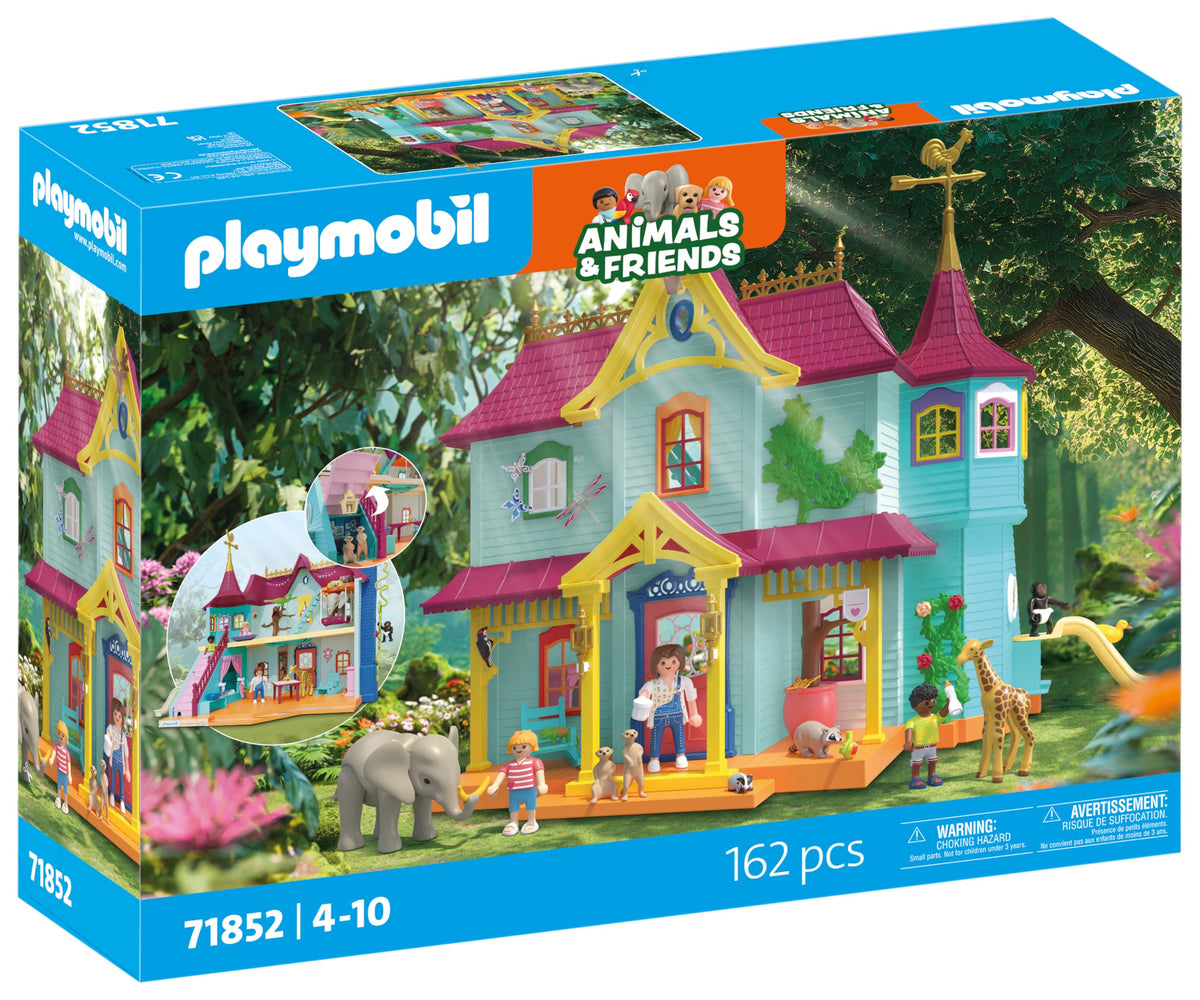 PLAYMOBIL | Animals & Friends | Colorful Animal Villa | Toy for ages 4 and up | Gift for children | Promotes creativity & interaction with animals | Includes animals, figures & accessories | 71852