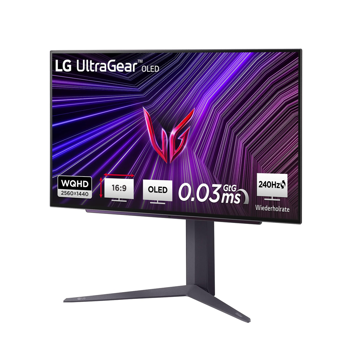 Monitor de gaming LG Ultragear™ 27GS93QE-B.AEU (27 inch) WQHD OLED, 240Hz, AMD FreeSync™ Premium Pro, DisplayHDR™ True Black 400, 2X HDMI 2.1, negru