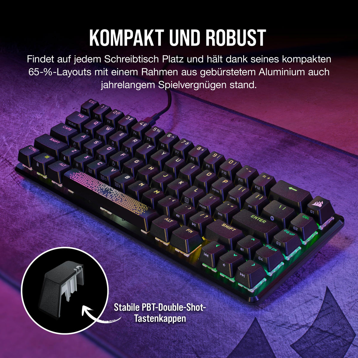 Corsair K65 PRO Mini RGB 65% Optical Mechanical Gaming Keyboard - Black - CH-91A401A-DE