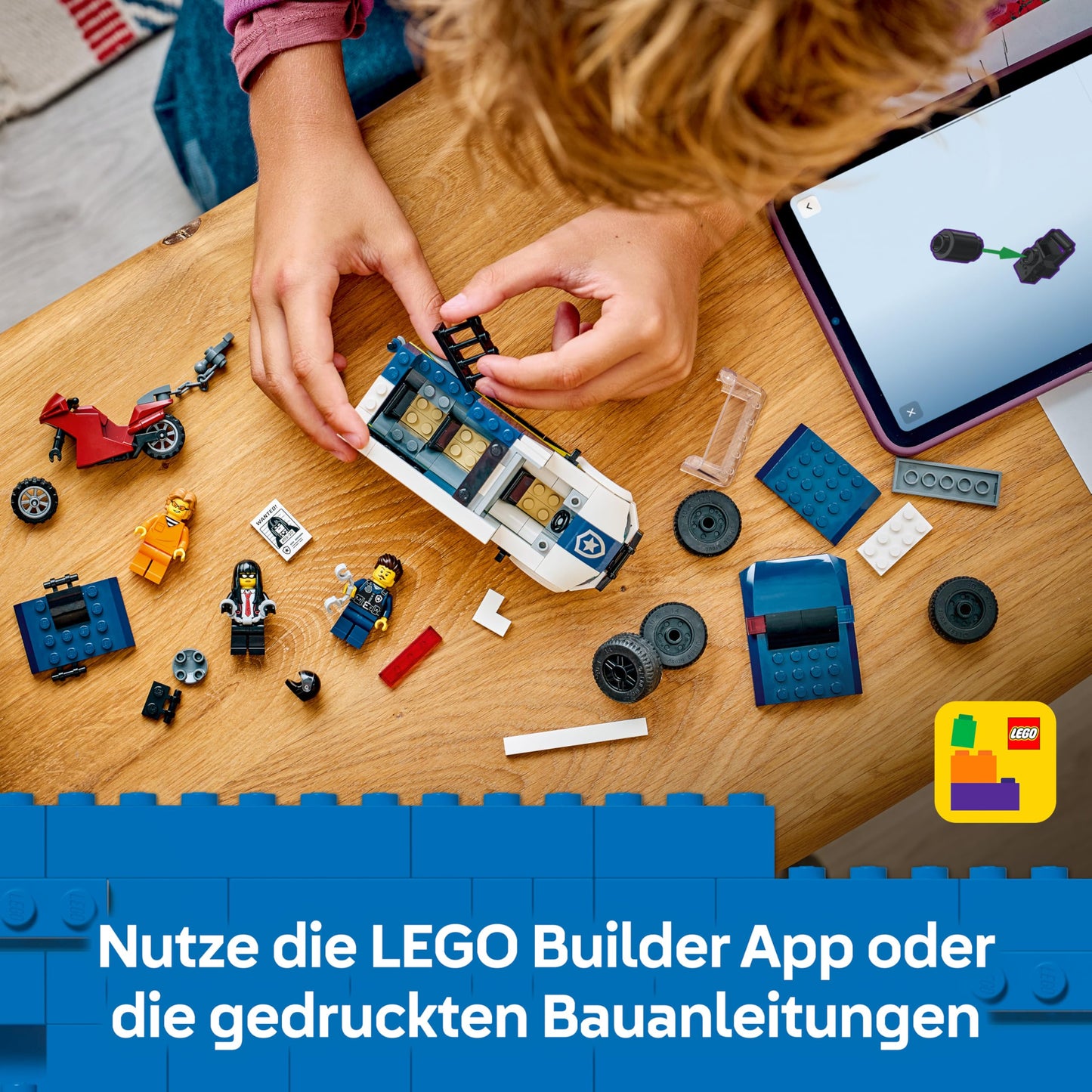 LEGO City Prison Transporter - Toy Truck Building Set with Motorcycle, 3 Minifigures and Removable Prison Door - Birthday Gift for Boys Ages 6 and Up - 60479