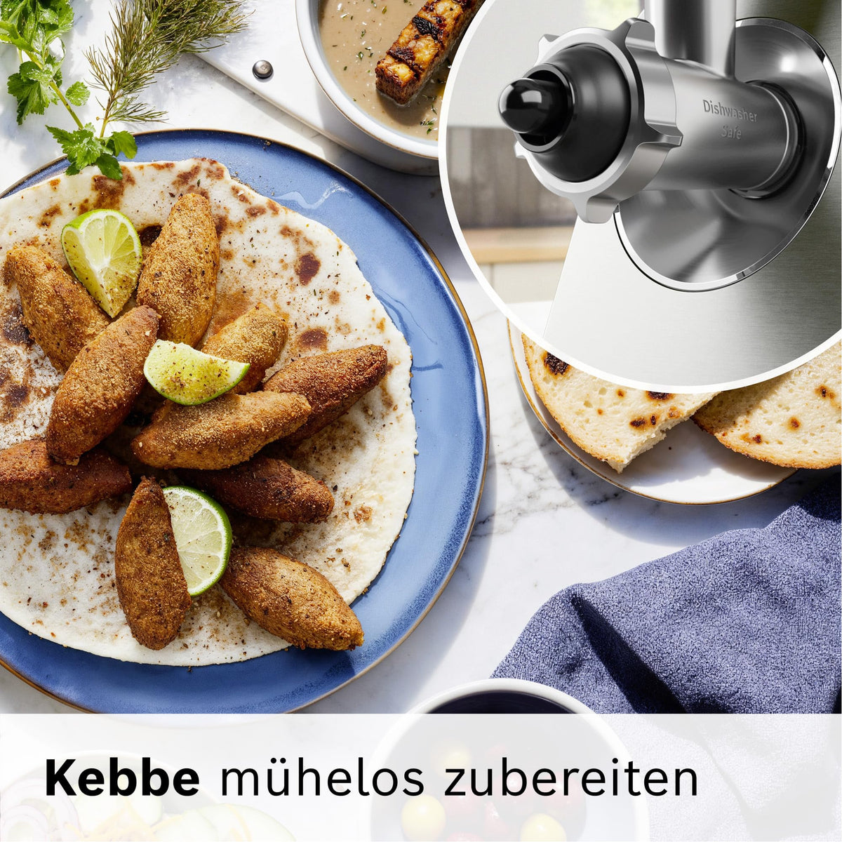 Bosch Răzătoare de carne Serie 8, 3 discuri de tăiere (3/4,5 / 8mm), oțel inoxidabil, lavabilă în mașina de spălat vase, accesorii pentru Kebbe și cârnați, feliator continuu, puterea motorului 2.500 W, electric, MultiPower MFWS840M