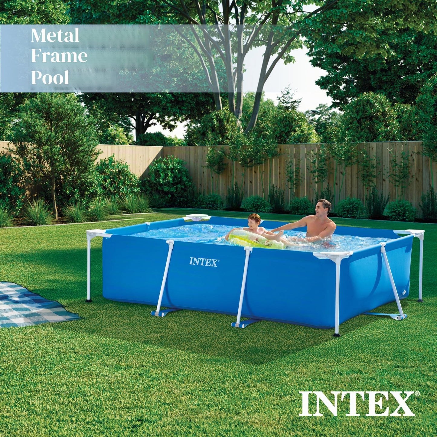 INTEX "Metal Frame" pool rectangular above ground pool (260 x 160 x 65cm) children's pool family pool swimming pool volume approx. 2,282l, blue (28271NP)