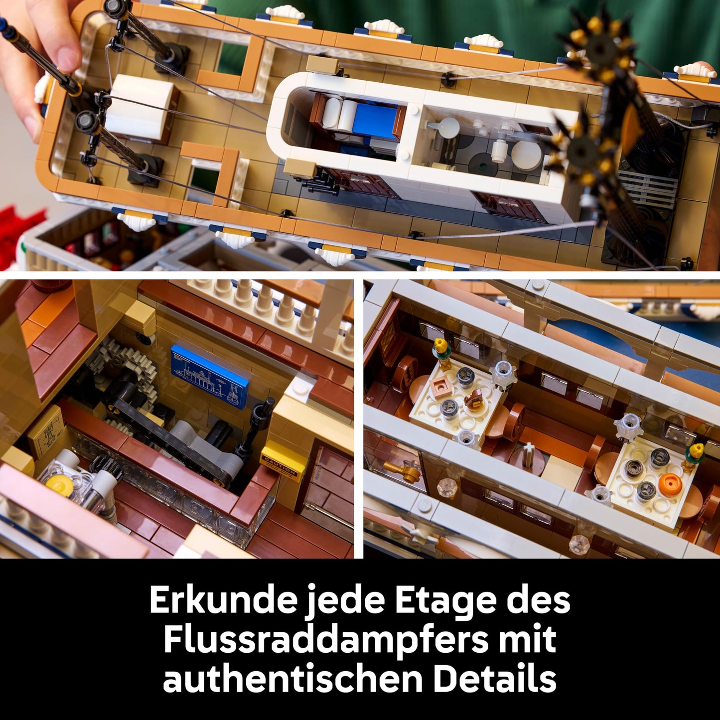 LEGO Ideas river paddle steamer - building set for adults - boat model with interior and interactive functions, including working paddle wheel and controls - DIY gift for men and women - 21356