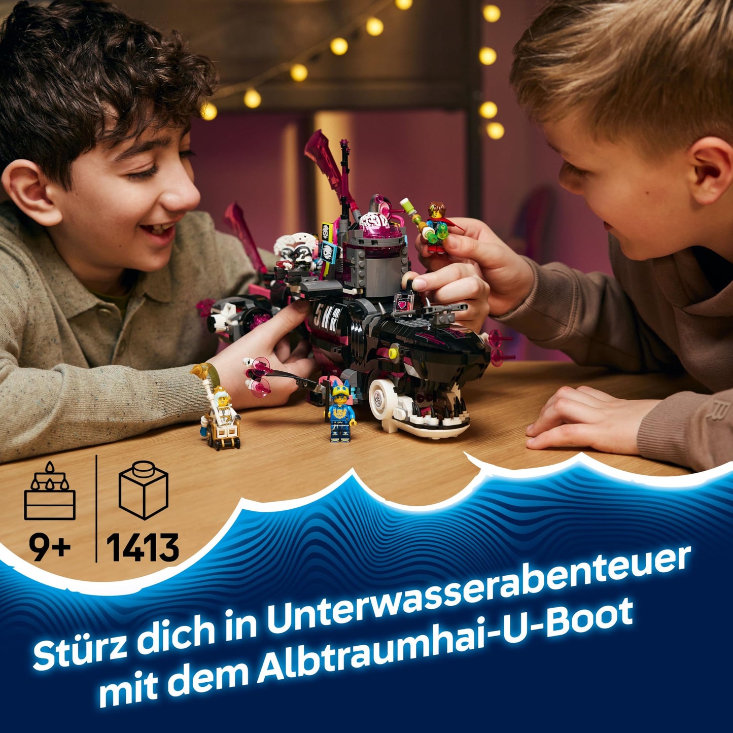 LEGO DREAMZzz Nightmare Shark Submarine - Modular set with 2 building options, 2 removable aircraft and 5 minifigures, including Mateo and Astrid - Gift for girls and boys aged 9 and up - 71500