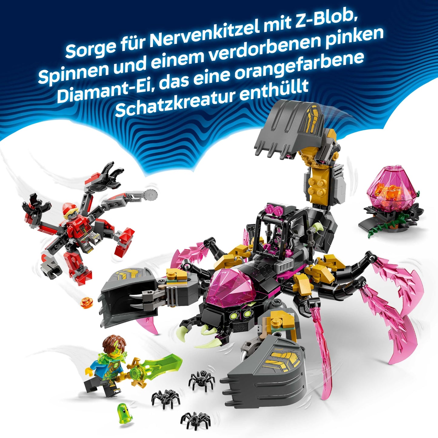 LEGO DREAMZzz 2in1 nightmare scorpion excavator - toy convertible into wasp figure - including 3 minifigures and a collectible orange treasure creature - gift for boys aged 7 and up - 71513