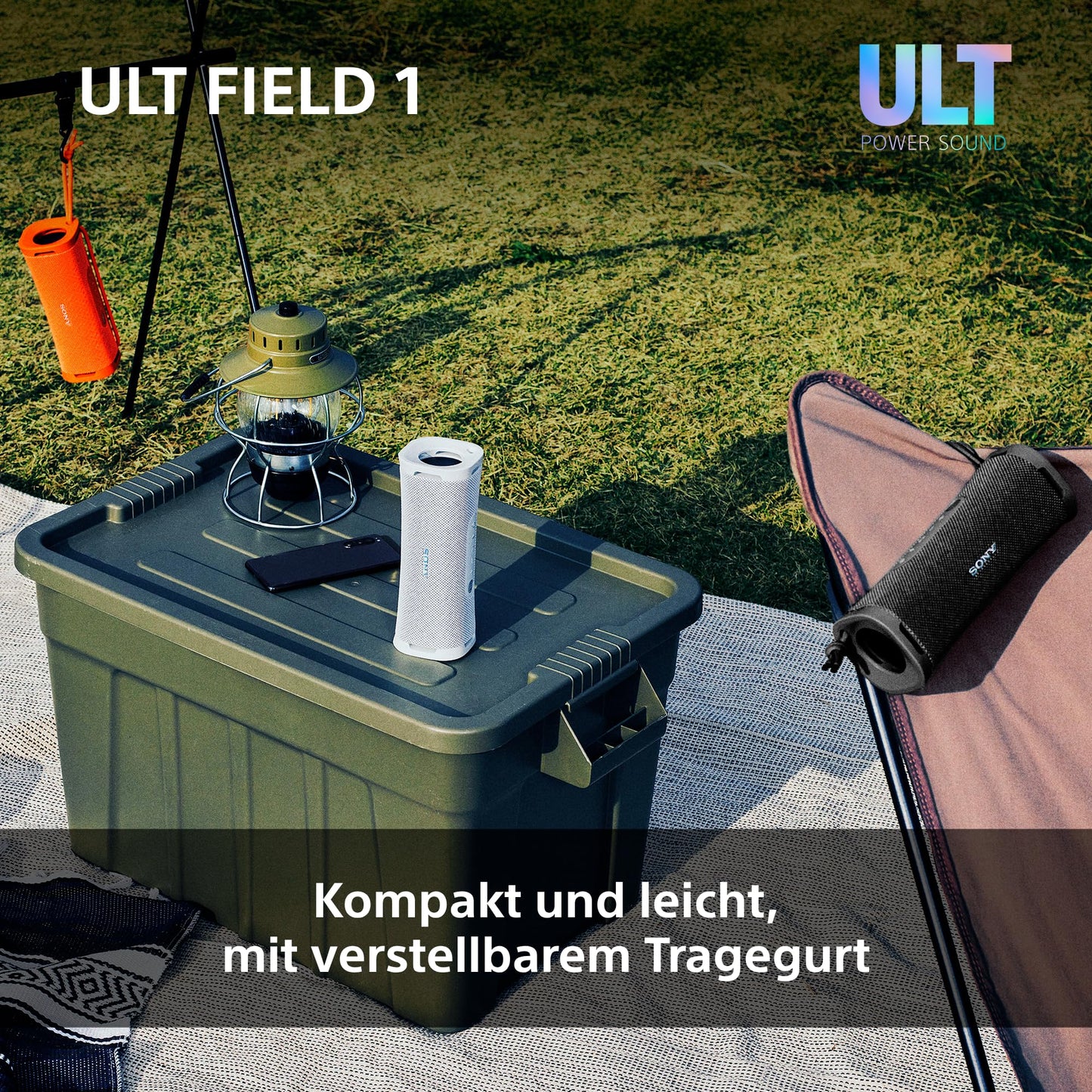 Sony ULT Field 1 - Wireless portable Bluetooth speaker with ULT Power Sound, powerful bass, IP67, waterproof, dustproof, shockproof, 12h battery, clear call quality, outdoor - orange - SRSULT10D.CE7