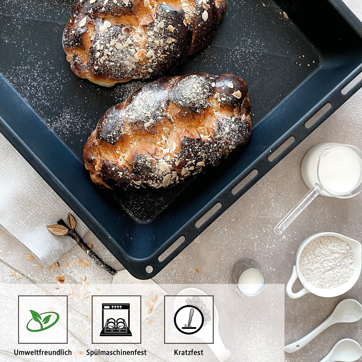 ICQN 445 x 375 x 50 mm Non-Stick Coating Baking Tray, Extra Deep, Suitable for Whirlpool, Ignis, Bauknecht, Indesit, Algor, Neckermann, Lloyds, Non-Stick, 44.5 x 37.5 x 5 cm - 445-antihaft-50
