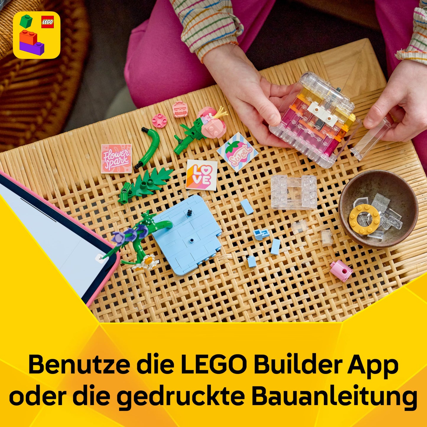 LEGO Creator 3-in-1 perfume bottle with flower decoration set - building toy with 3 building options: perfume bottle, flower vase or smoothie - gift idea for children aged 8 and up - 31383