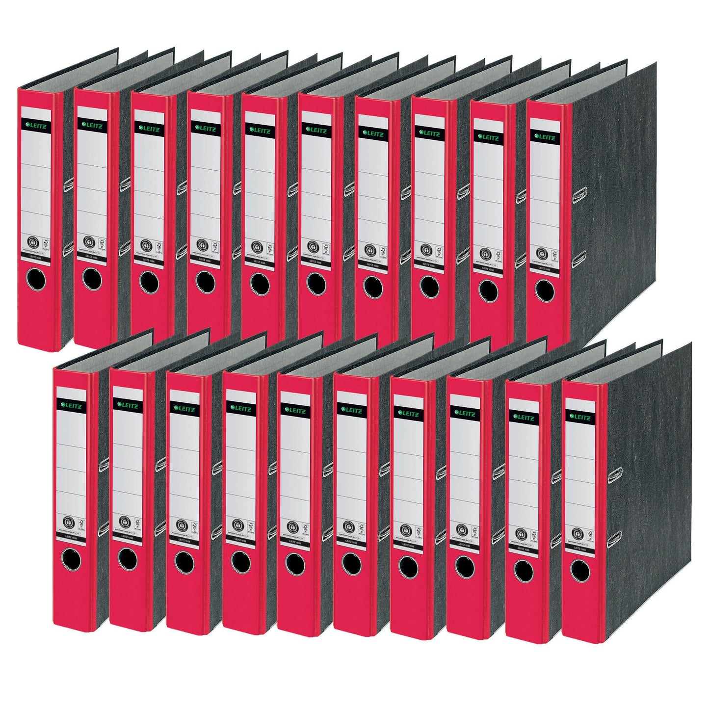 Leitz quality folders, pack of 20, the original, DIN A4 narrow file folder, 5 cm wide, cloud marble paper, recycled folder, Blue Angel, with 180° mechanics, highest stability, red, 10505025 - 10505025-20