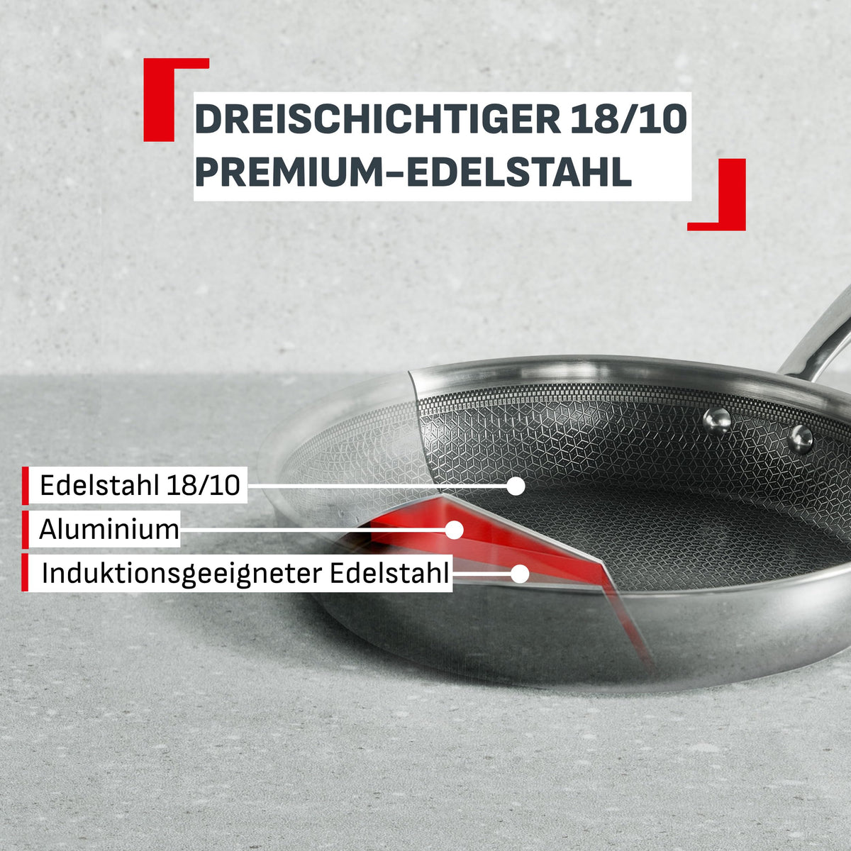 Tefal Master Mesh tigaie ceramică, 28 cm, tehnologie HybridMesh, suprafață rezistentă la zgârieturi, prăjire optimă, eliberare ușoară, formă adâncă, pentru toate tipurile de plite, oțel inoxidabil, E5331604