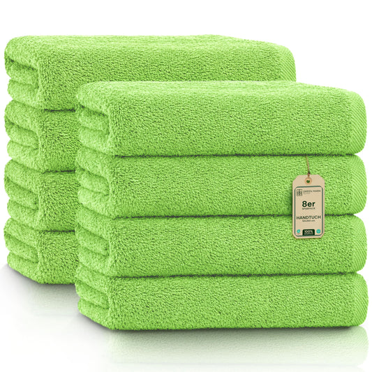 Prosoape NatureMark – Set de 8 – 100% bumbac, moi și absorbante, calitate premium pentru baie, spa și fitness, 50 × 100cm, verde măr – NM-HT0705