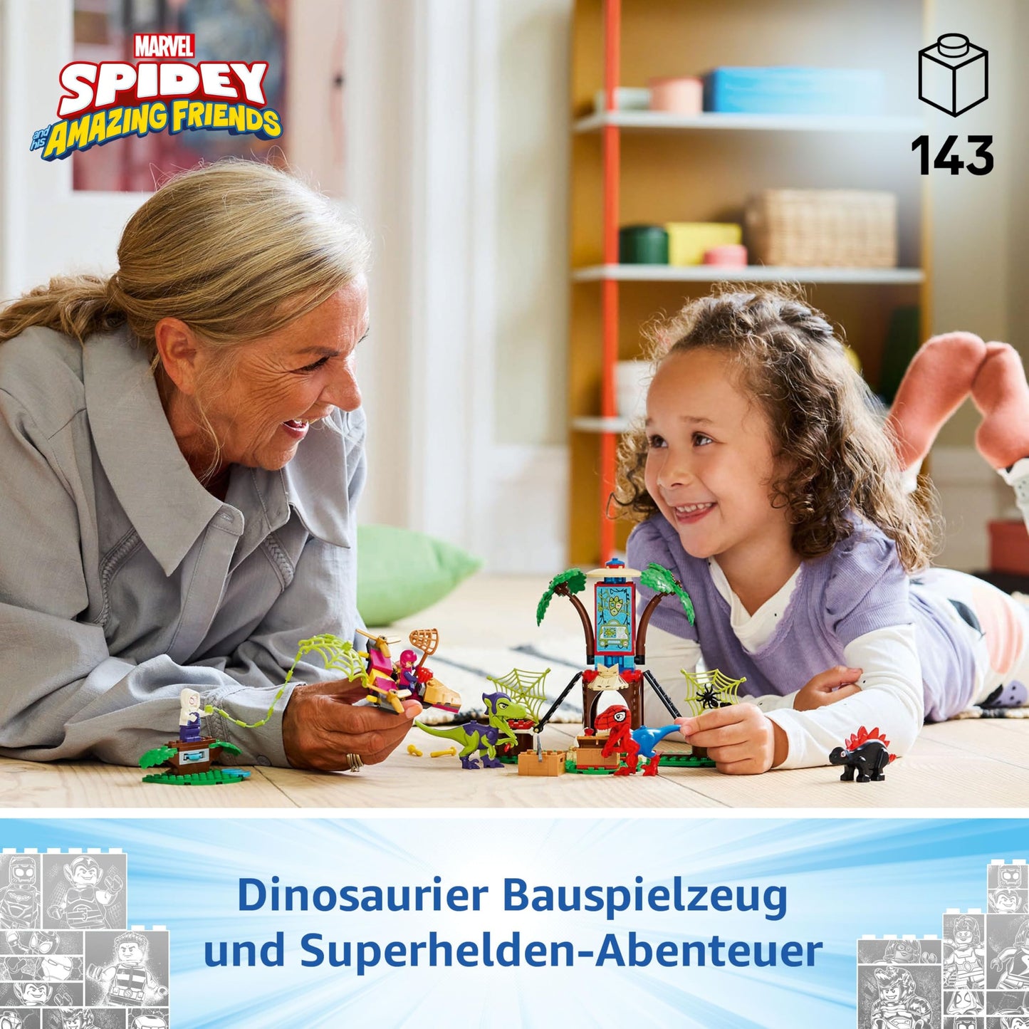 LEGO Marvel Showdown at the Treehouse: Spidey-Rex vs. Gobby-Raptor, building and play set with dinosaurs, gift with toy dinosaurs for boys and girls aged 4 and up, Spidey and his super friends 11200