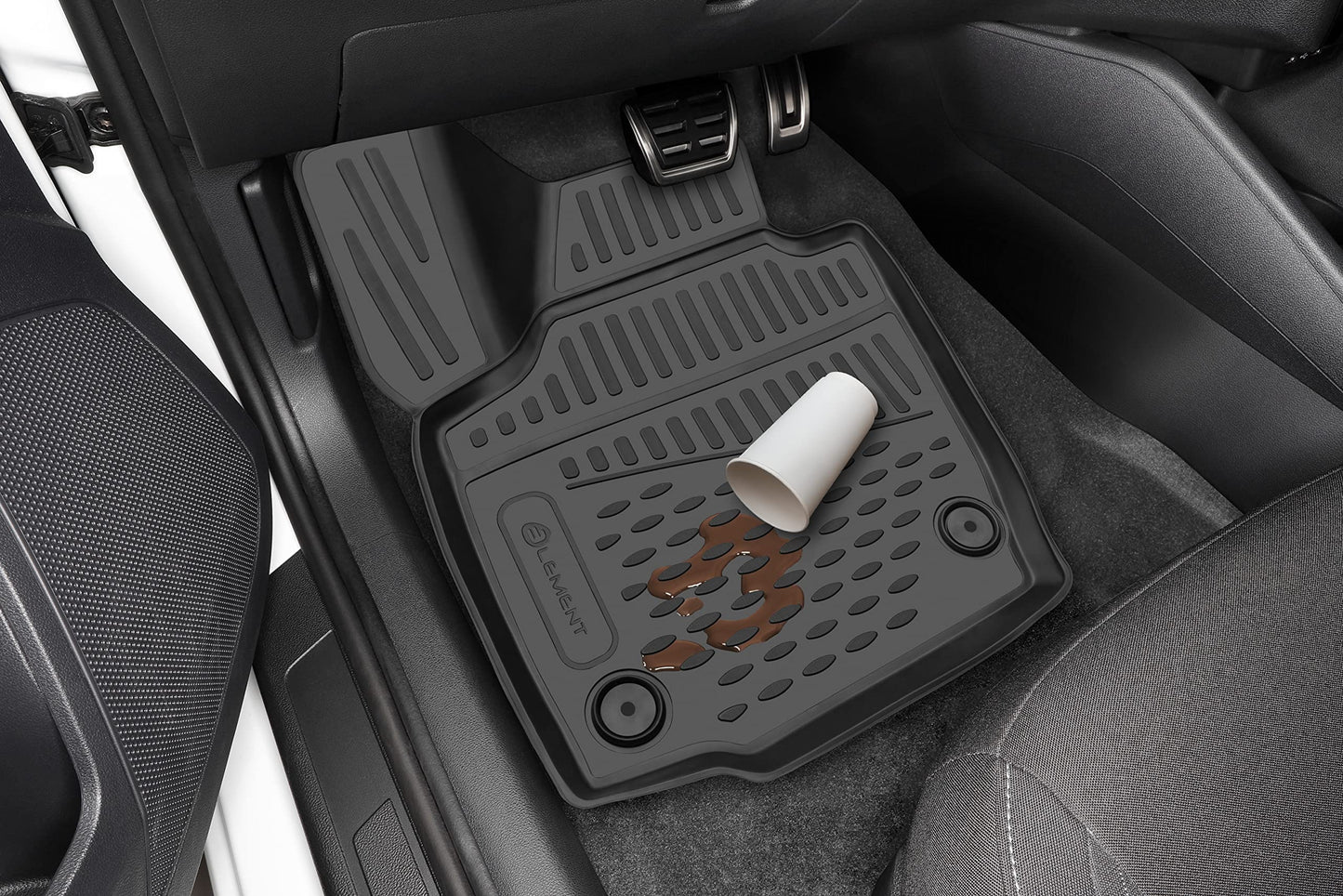 Element 3D rubber floor mats suitable for Porsche Macan (2018-) | 100% custom-fit all-weather floor mats made of TPE, high edge, waterproof, non-slip, odorless - EXP.ELEMENT3D02412210k
