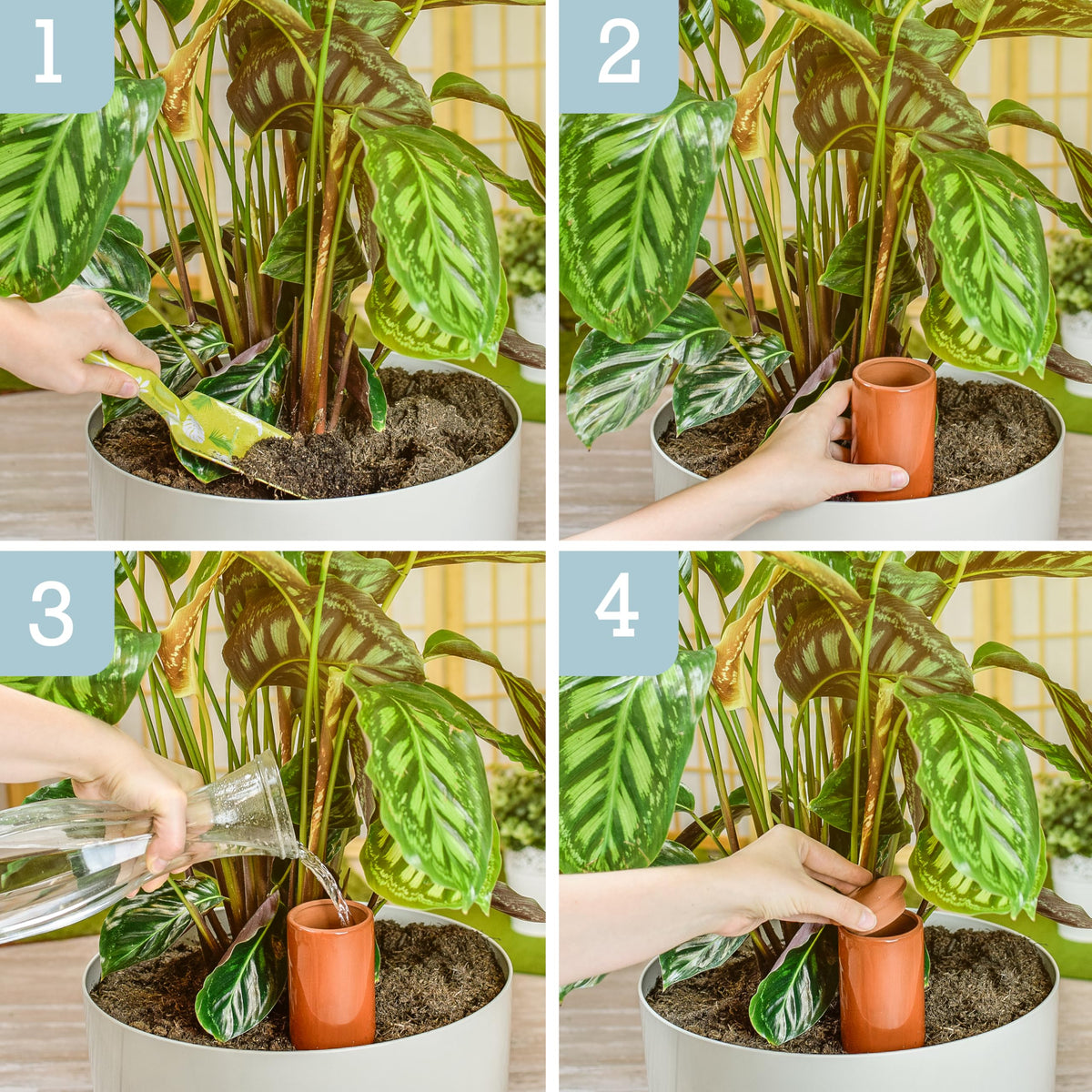 LIVONDO Terracotta Watering Aid handcrafted | Modern watering aid | Plant watering without electricity (3 x 3-pack 330 ml) - 9004550015522