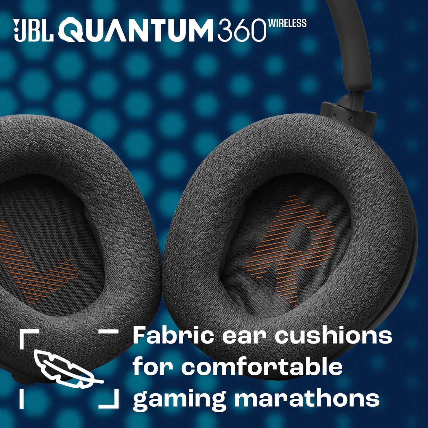 JBL Quantum 360 Wireless Over-Ear Gaming Headphones with 2.4GHz/Bluetooth Dual Wireless Connection, 22-Hour Battery, Multi-Platform Compatibility, Detachable Microphone with Mute, Black - JBLQTUM360BLK