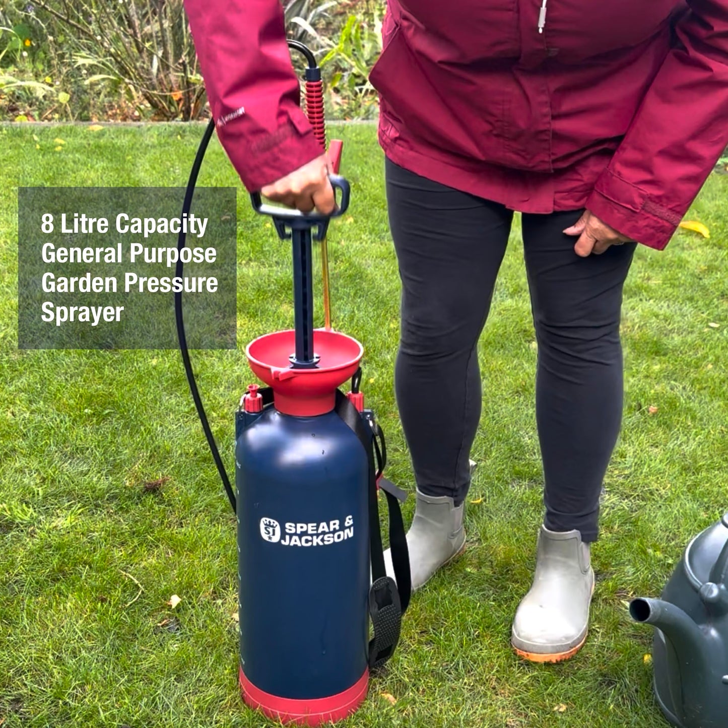 Spear & Jackson 8LPUMP 8-liter pressure sprayer with pump function - high-capacity universal sprayer for garden and outdoor use with telescopic brass lance