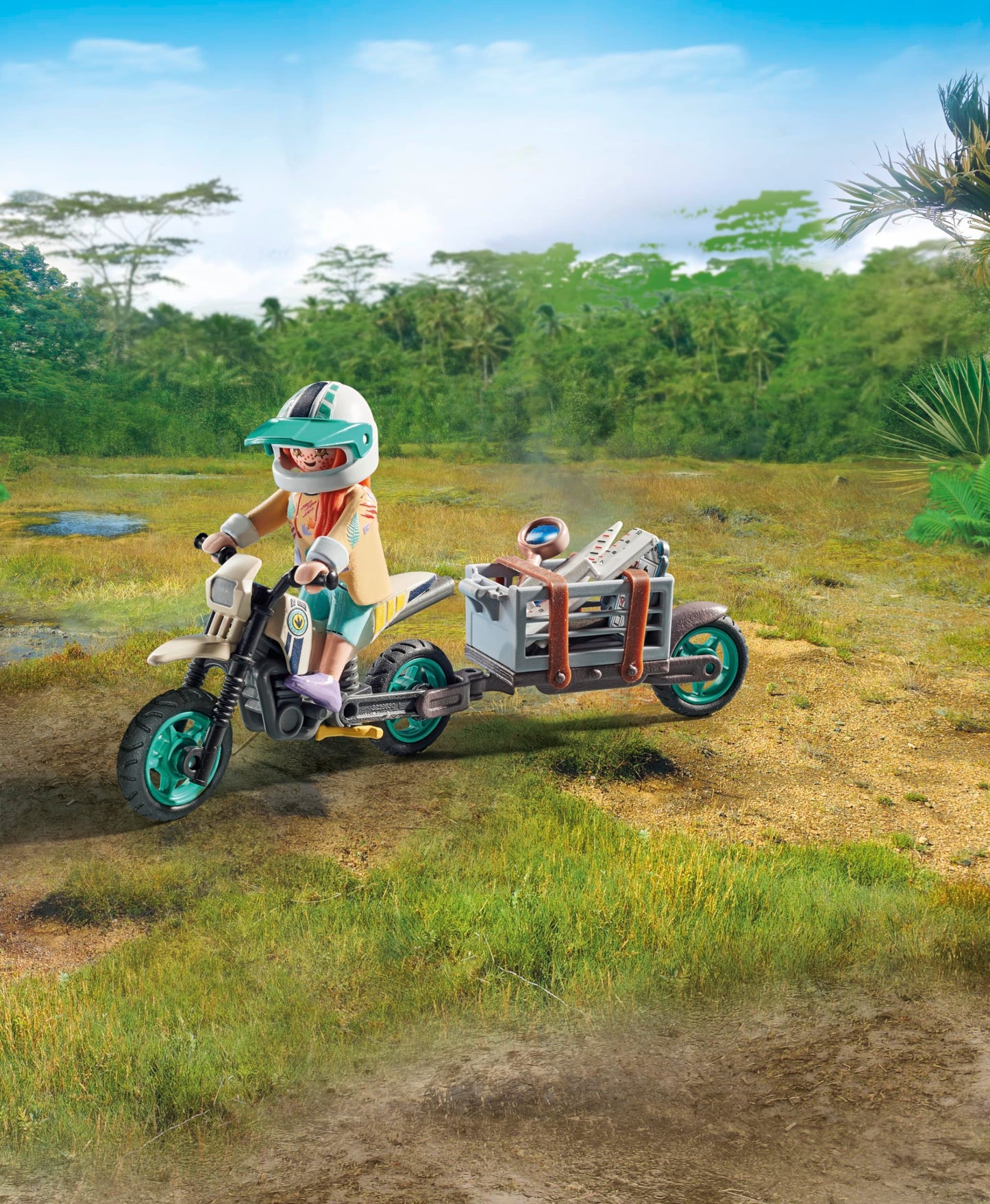 PLAYMOBIL Dinos 71524 T-Rex Tracking, exciting search for the Tyrannosaurus Rex, with motorcycle, camera and real dinosaur bones, sustainable toy for children aged 4 and over